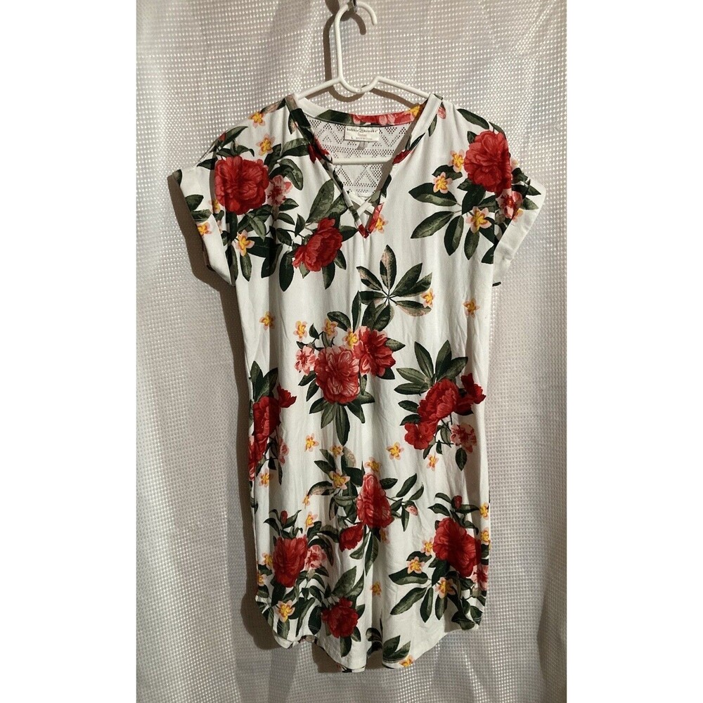 Bobbie Brooks Womens Large Floral Short Sleeve T Shirt Dress or Top